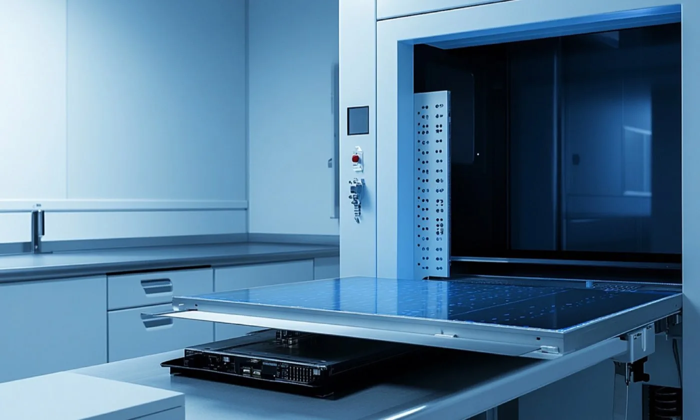 Panel handling equipment on the production floor.